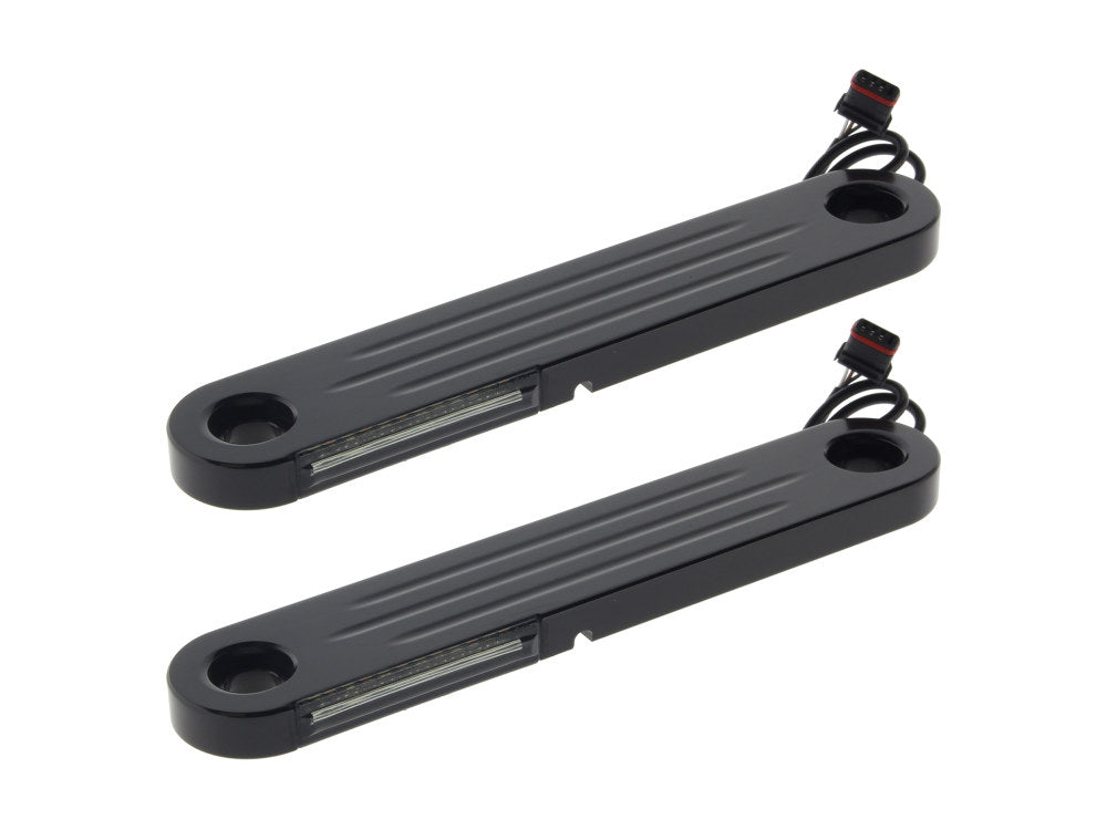 LED Dynamic Strips. Amber Turn with White Run - Black Finish. Fits Street Glide 2014up. - Custom Dynamics