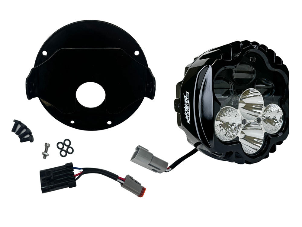 Shark Demon LED Headlight Kit - Black. Fits Softail Low Rider ST & El Diablo 2022up - Custom Dynamics