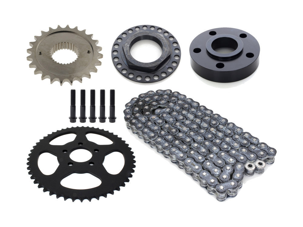 Rear Drive Belt to Chain Conversion. Fits Dyna 2006-2017. Black Rear Sprocket. Final Drive Ratio = 2.04:1 - Rollies Speed Shop