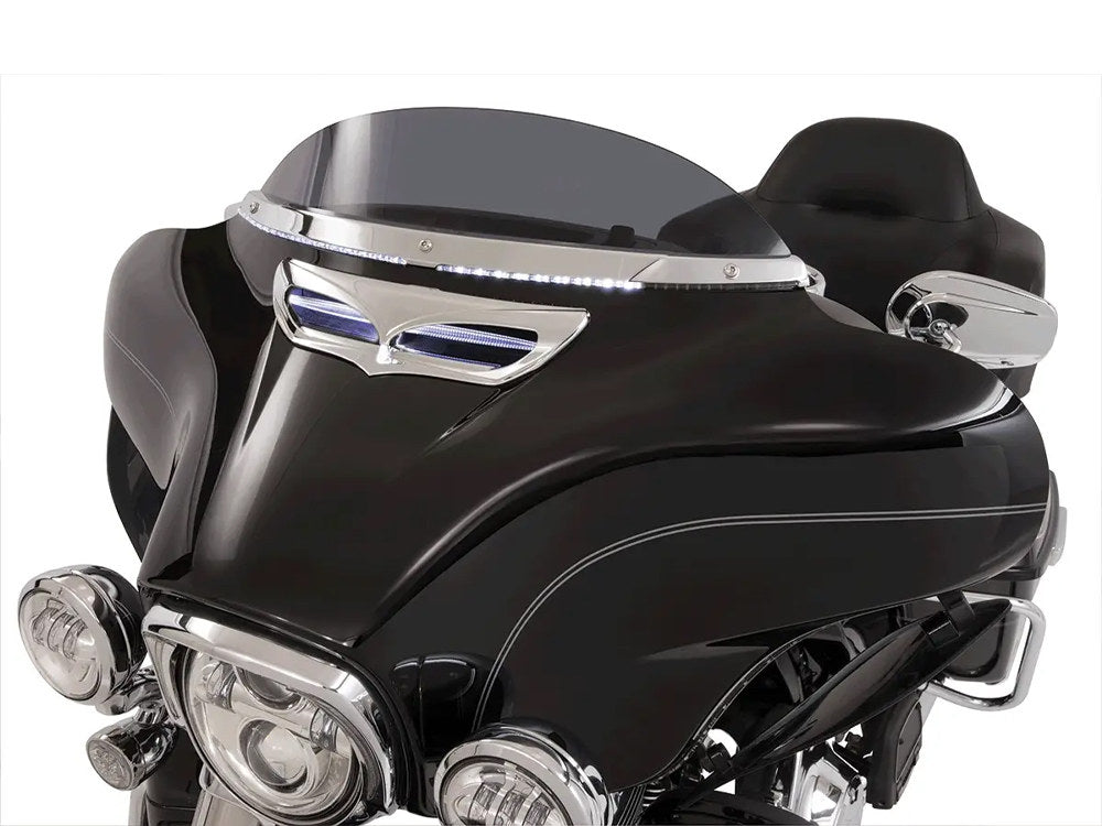 Horizon LED Windshield Trim with Sequential Amber Turn, White Run & Smoke Lens - Chrome. Fits Touring 2014-2023 - Ciro3D