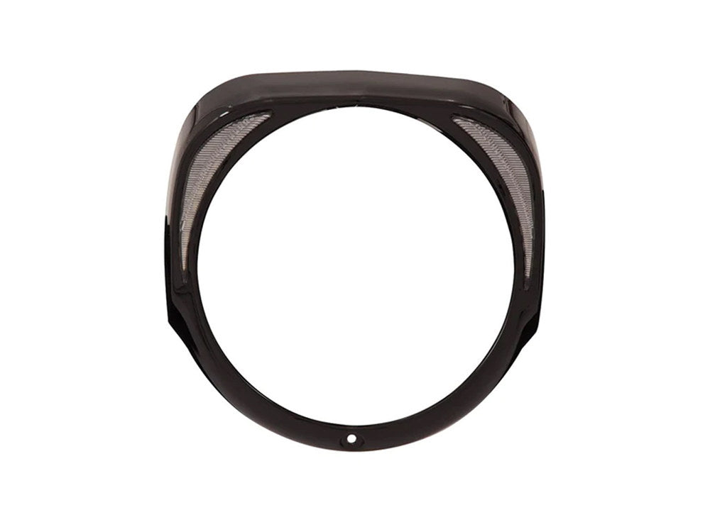 Fang LED Headlight Bezel with White Running Lights - Black. Fits Touring 2014-2023 - Ciro3D