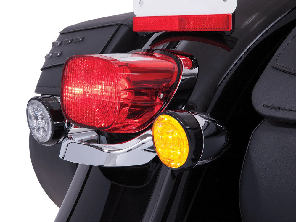 Fang LED Amber Turn Signal Inserts With Clear Lenses & Black Bezel. Fits Front and Rear on most Models With OEM Bullet Style Indicators 2002up. - Ciro3D