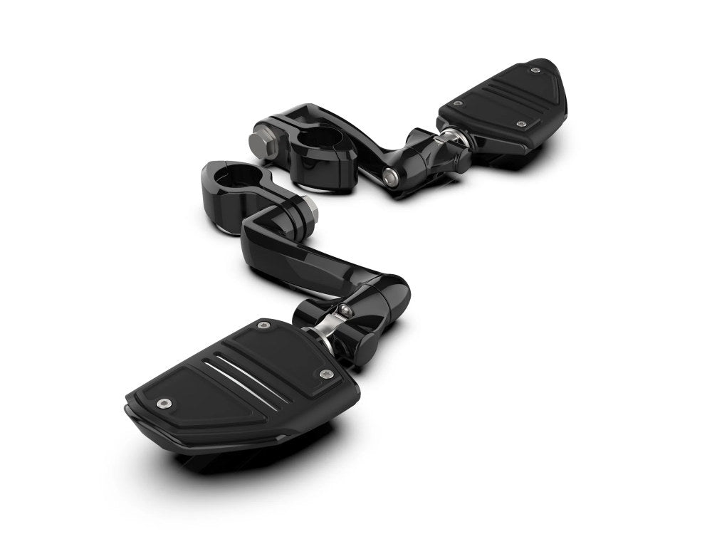 Twin Rail FootPegs with 4in. Offset Footpeg Mounts with 1-1/4in. Hingeless Clamps - Black - Ciro3D