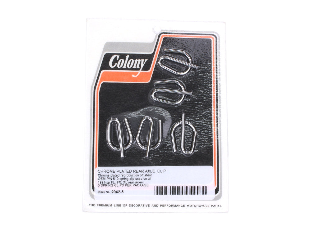Rear Axle Spring Clip - Pack of 5. Fits H-D Big Twin 1991up & Sportster 1991-2021. - Colony Machine