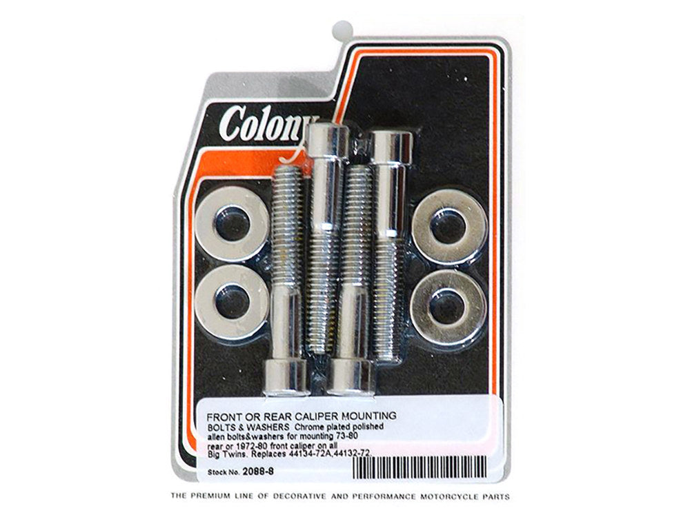 Allen Head Caliper Mount Bolt & Washer Kit - Chrome. Fits Front on Big Twin 1972-1980 & Rear on Big Twin 1973-1980. - Colony Machine