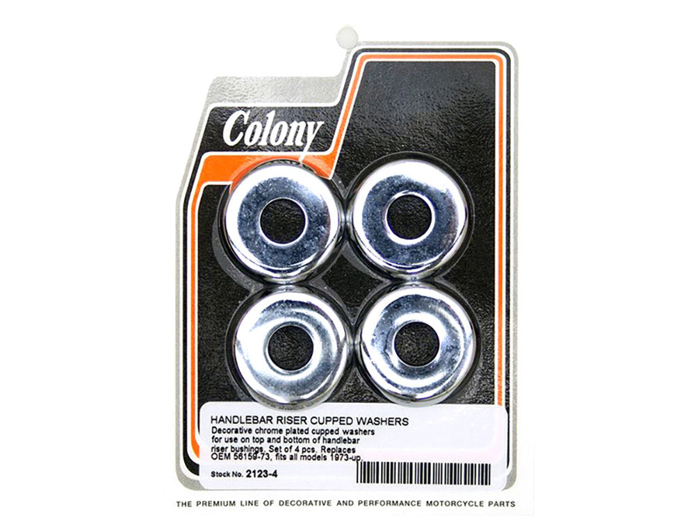 Handle Bar Riser Washers - Chrome. Fits Big Twin 1973up & Sportster 1973-2021. - Colony Machine
