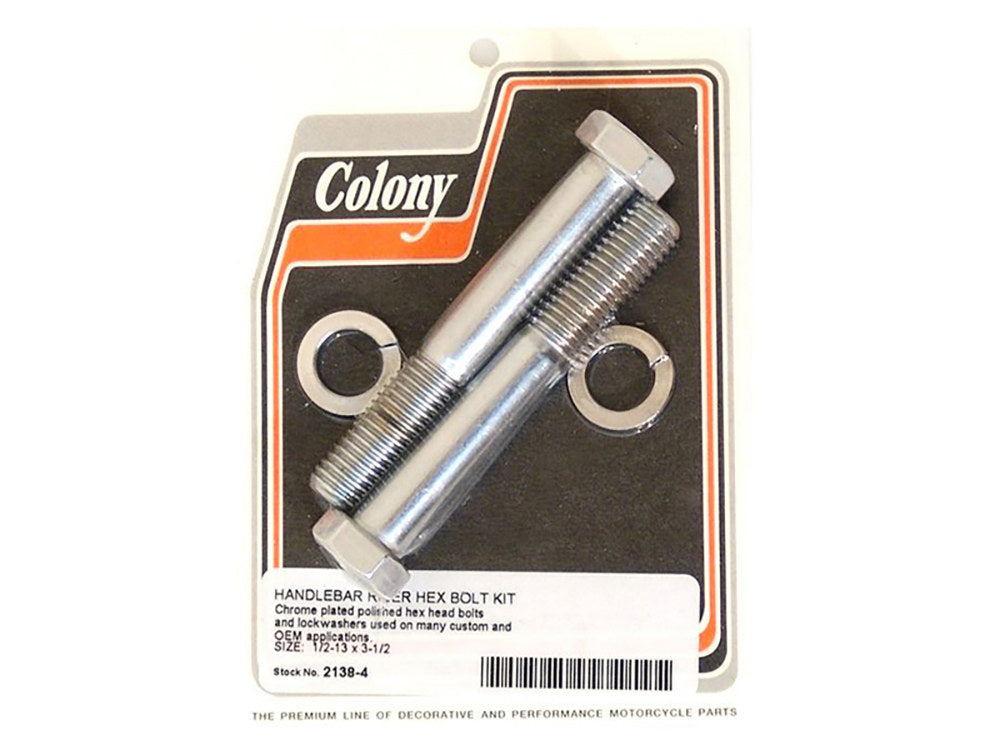 Hex Head 1/2-13 x 3-1/2in. Riser Bolts - Chrome. - Colony Machine