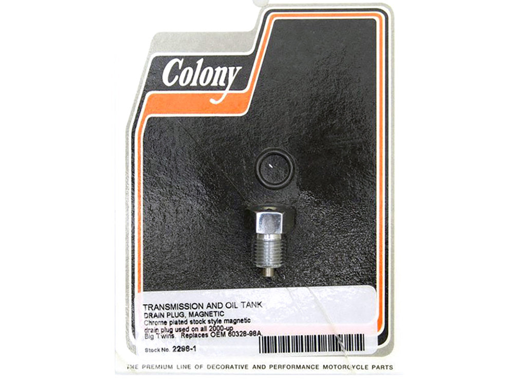 Oil & Transmission Drain Plug - Chrome. Fits Big Twin 2000up. - Colony Machine