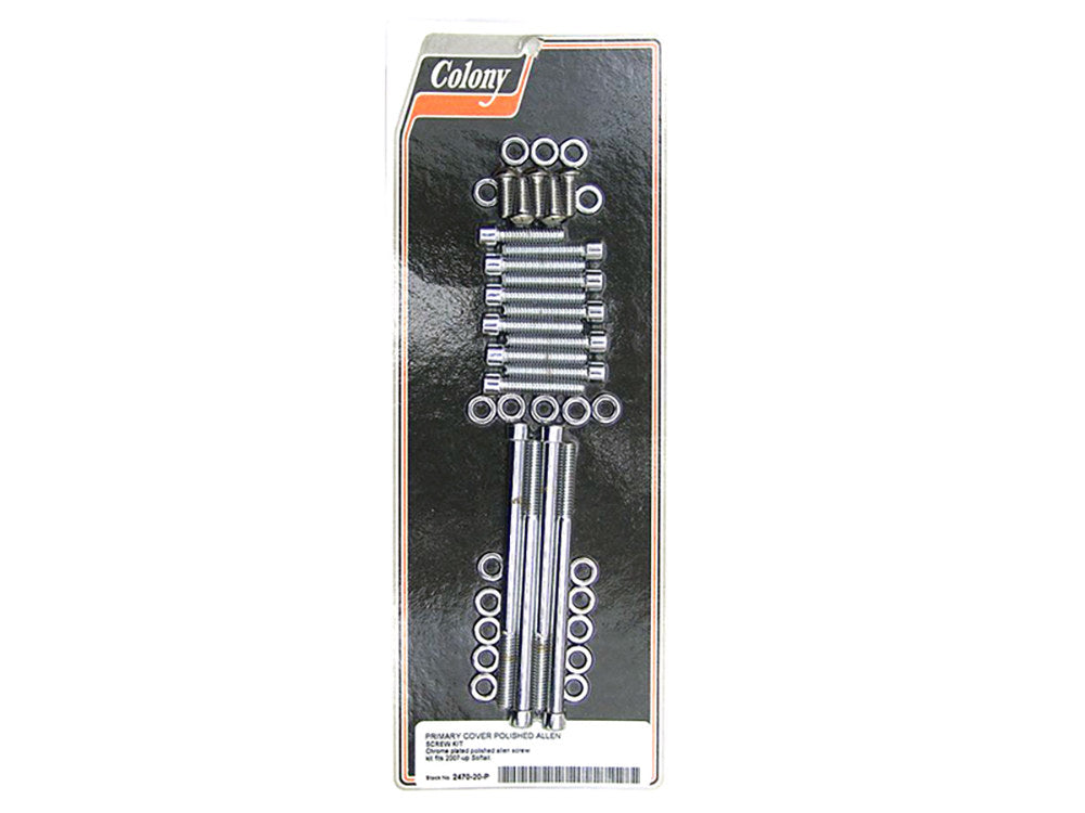 Polished Allen Head Primary Cover Bolts - Chrome. Fits Softail 2007up & Touring 2017up - Colony Machine