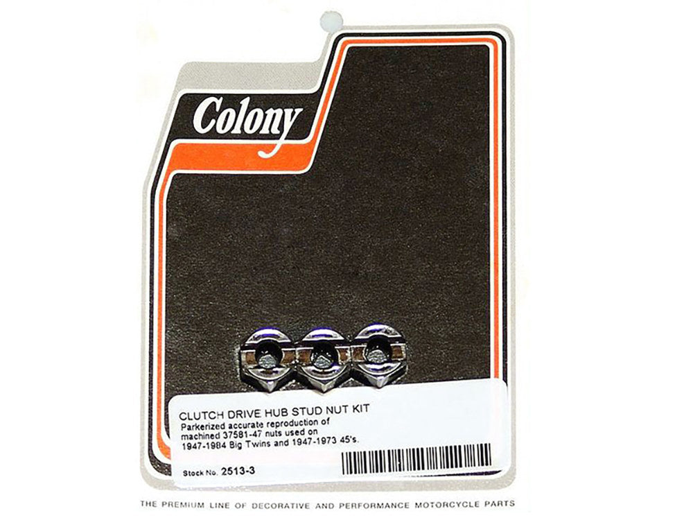 Clutch Hub Nut - Pack of 3. Fits 4Spd Big Twin 1947-1984 & 45's 1947-1973. - Colony Machine