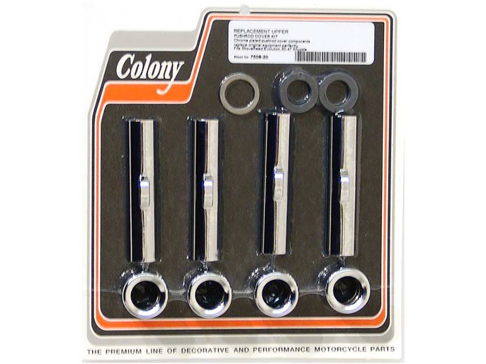 Upper Pushrod Covers - Chrome. Fits Big Twin 1966-1999 & Knuckle 1940-1947. - Colony Machine