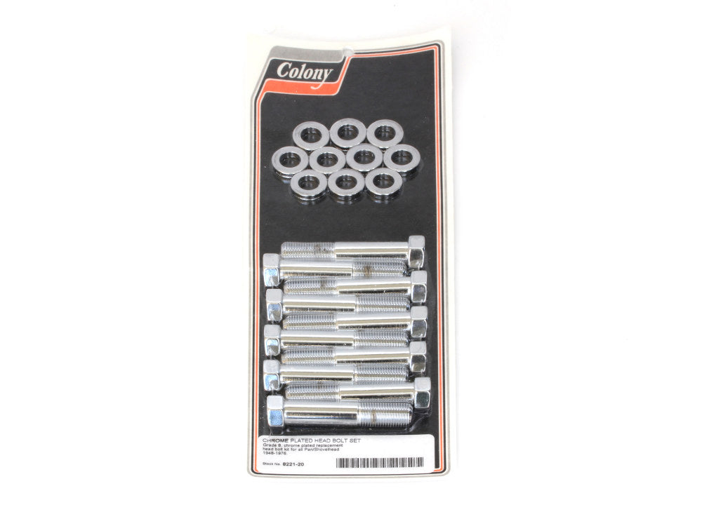 Stock Head Bolts - Chrome. Fits Pan & Shovel 1948-1984. - Colony Machine