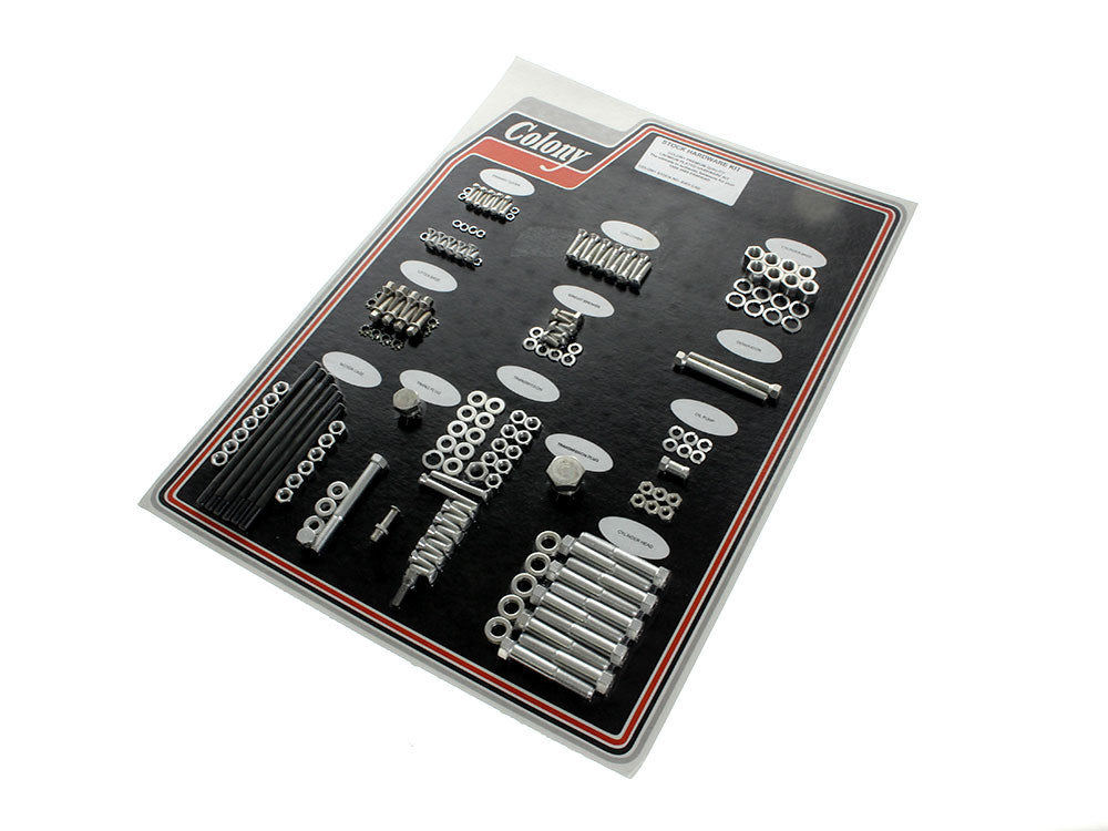 Complete Stock Hardware Kit - CAD Plated. Fits Big Twin 1958-1965 with Panhead Engine - Colony Machine