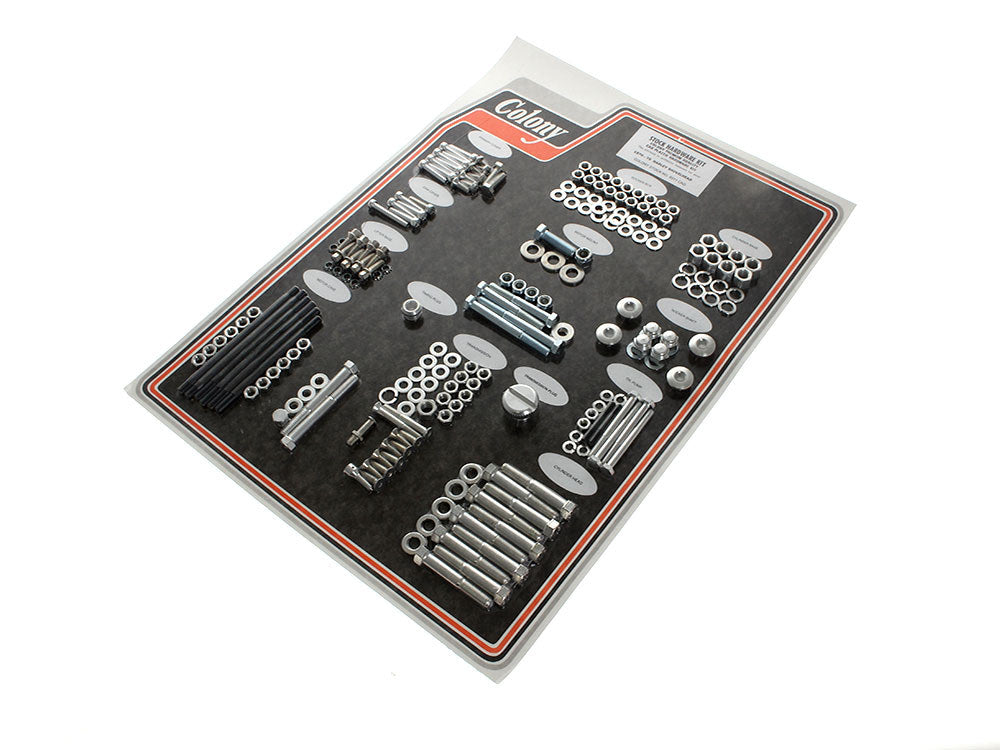 Complete Stock Hardware Kit - CAD Plated. Fits Big Twin 1970-1975 with Shovelhead Engine - Colony Machine