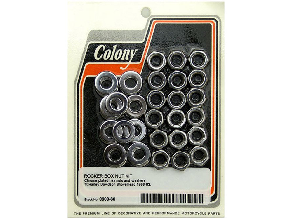 Hex Head Rocker Cover Nuts - Chrome. Fits Shovel 1966-1984. - Colony Machine