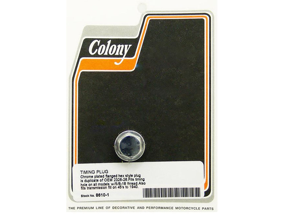 Timing / Oil Tank Plug - Chrome. - Colony Machine