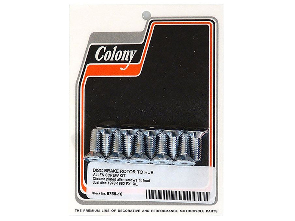 Front Disc Rotor Bolts - Chrome. Fits FX & Sportster 1978-1982. - Colony Machine