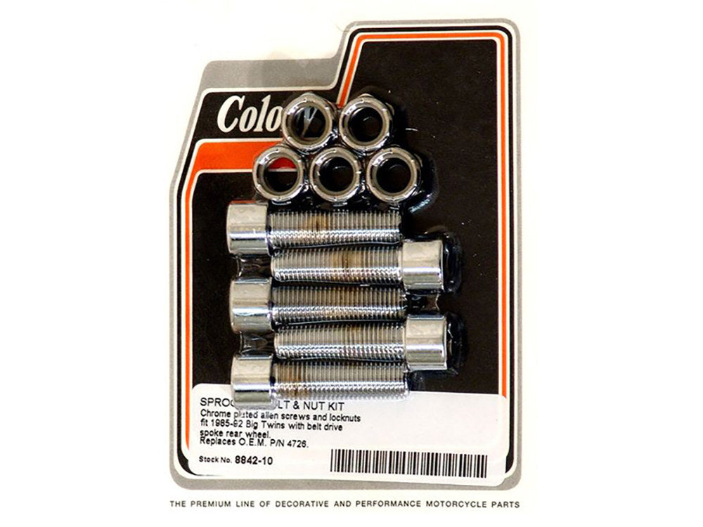 Rear Pulley or Sprocket Bolts - Chrome Allen Head. 7/16in.-20 x 1.50in. - Colony Machine