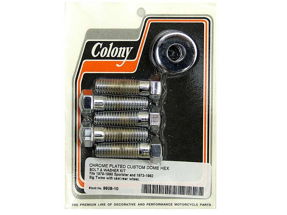 Rear Pulley or Sprocket Bolts - Chrome Hex Head. 7/16in.-14 x 1.50in. - Colony Machine