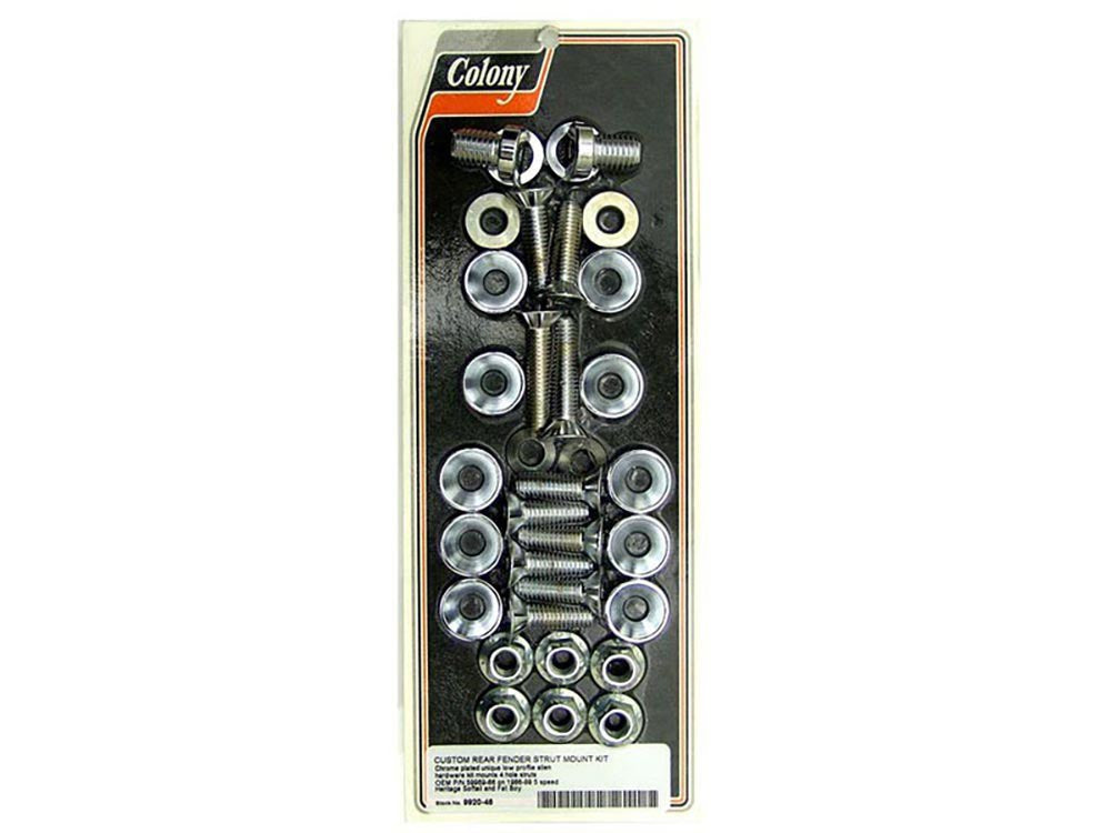 Flat Head Allen Head Bolt Fender Strut Mount Kit - Chrome. Fits Heritage Softail Classic & Fat Boy 1986-1999. - Colony Machine