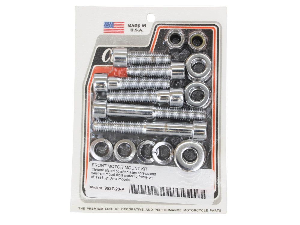 Polished Allen Head Front Engine Mount Bolt Kit - Chrome. Fits Dyna 1991-2017. - Colony Machine