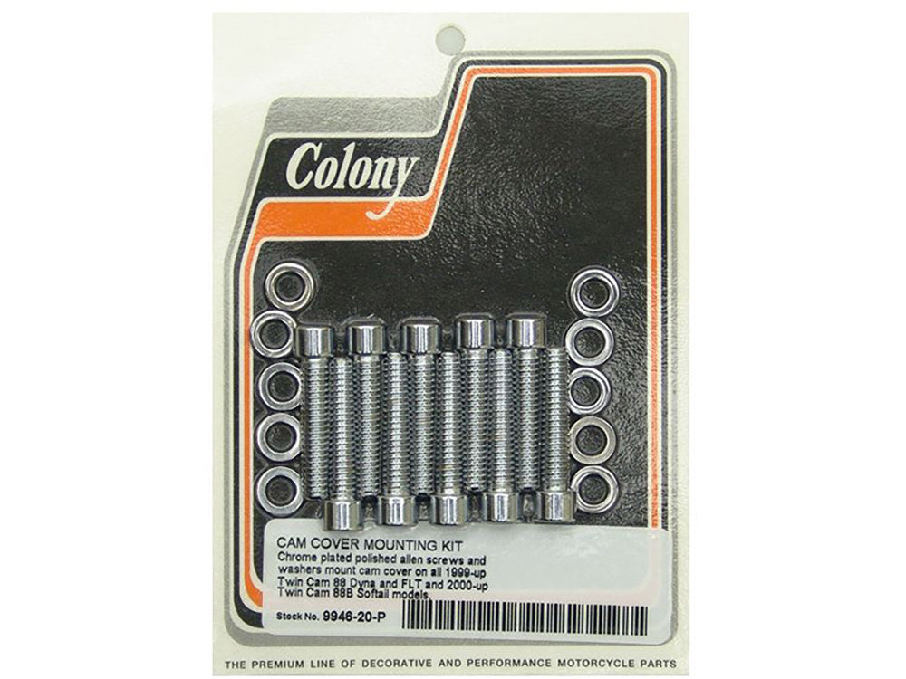 Polished Allen Head Cam Cover Bolts - Chrome. Fits Twin Cam 1999-2017. - Colony Machine