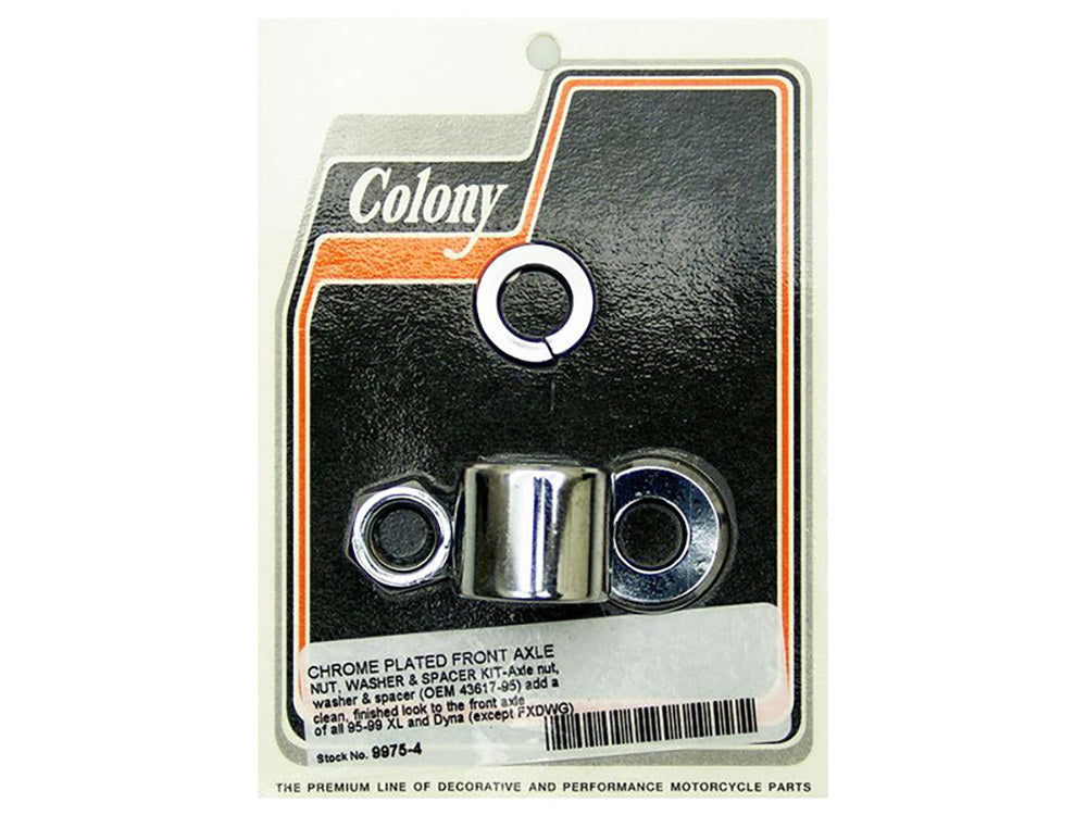 Front Axle Spacer Kit - Chrome. Fits Dyna 1995-1999 & Sportster 1995-1999 - Colony Machine