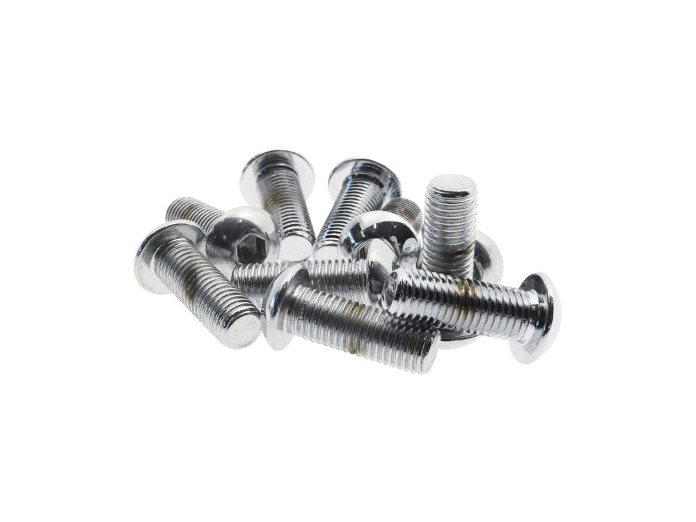 5/16-24 x 7/8in. UNF Button Head Allen Bolts - Chrome. Pack 10. - Colony Machine