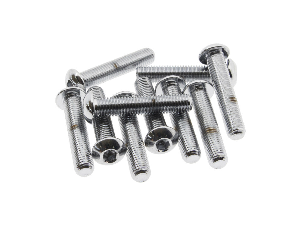 1/4-28 x 1-1/4in. UNF Button Head Allen Bolts - Chrome. Pack 10. - Colony Machine