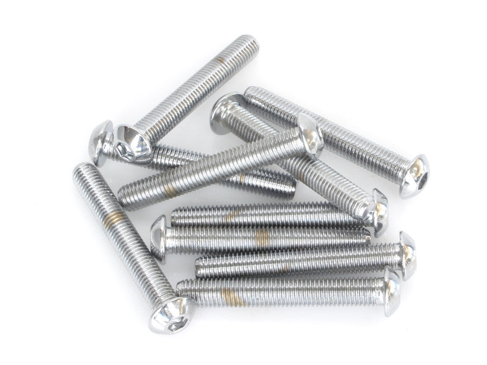 1/4-28 x 1-3/4in. UNF Button Head Allen Bolts - Chrome. Pack 10. - Colony Machine