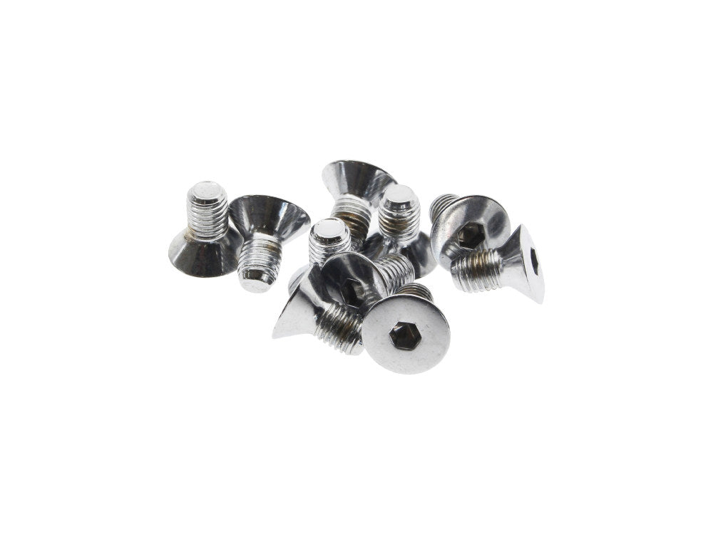 1/4-28 x 1/2in. UNF Flat Head Allen Bolts - Chrome. Pack 10. - Colony Machine