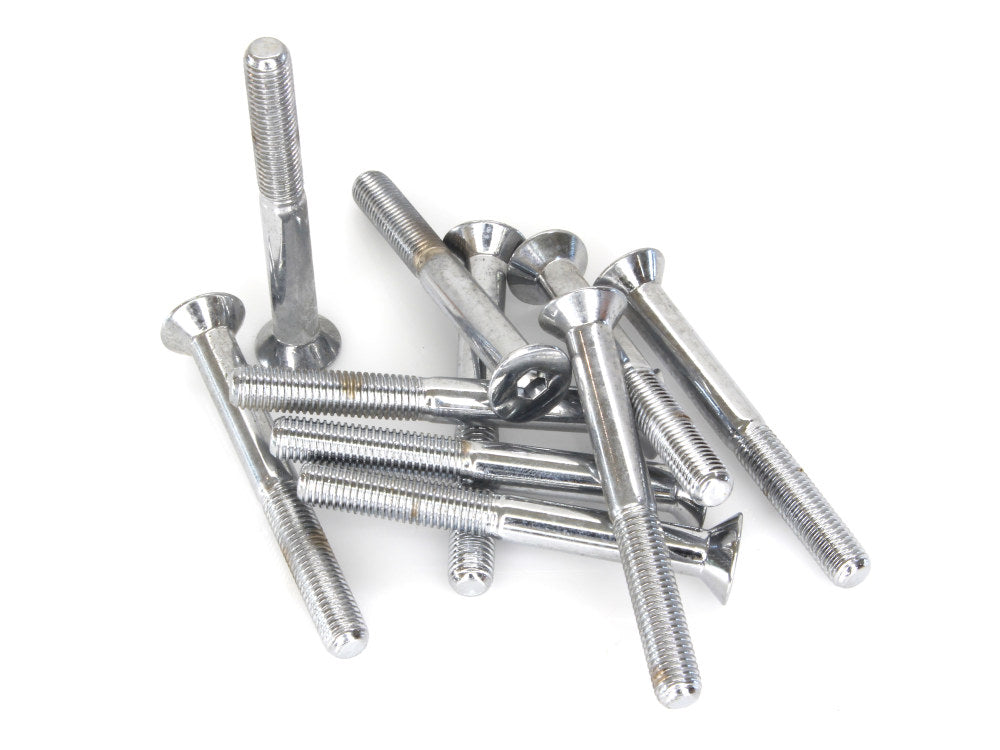 1/4-28 x 2-1/4in. UNF Flat Head Allen Bolt - Chrome. Pack 10. - Colony Machine