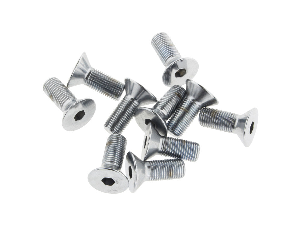 3/8-24 x 1in. UNF Flat Head Allen Bolts - Chrome. Pack 10. - Colony Machine
