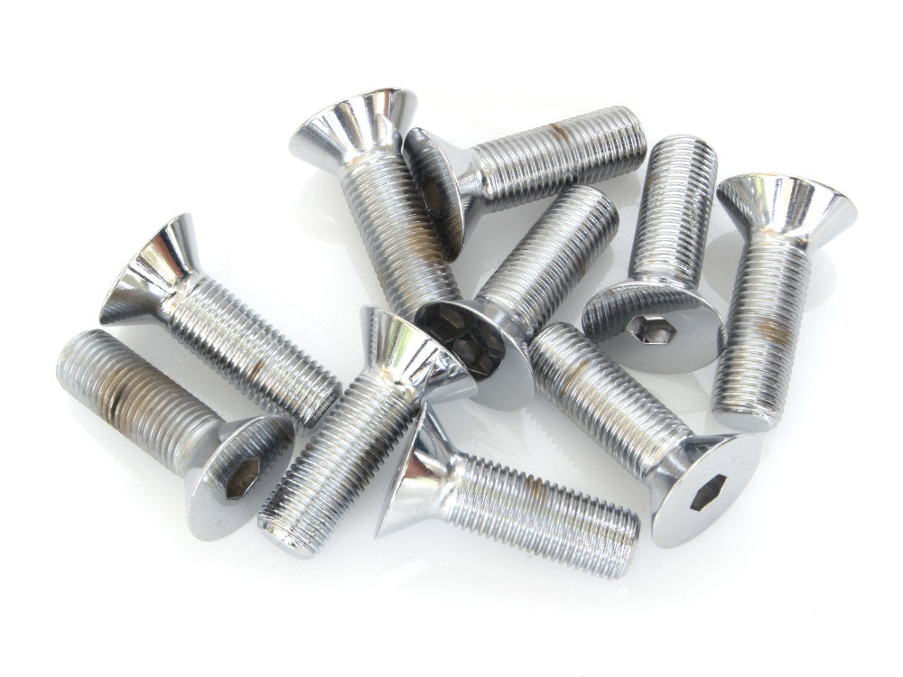 3/8-24 x 1-1/4in. UNF Flat Head Allen Bolts - Chrome. Pack 10. - Colony Machine