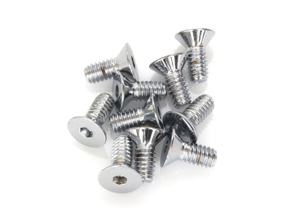 1/4-20 x 5/8in. UNC Flat Head Allen Bolts - Chrome. Pack 10. - Colony Machine