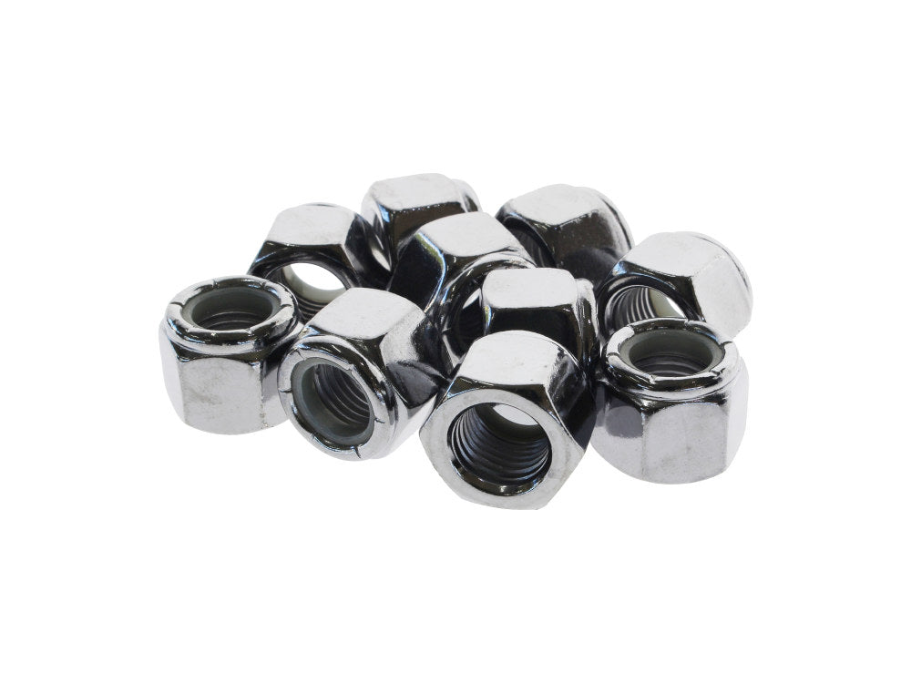 3/8-24 UNF Nylon Insert Locknuts - Chrome. Pack 10. - Colony Machine