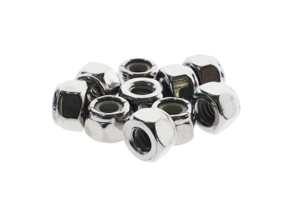 1/4-20 UNC Nylon Insert Locknuts - Chrome. Pack 10. - Colony Machine