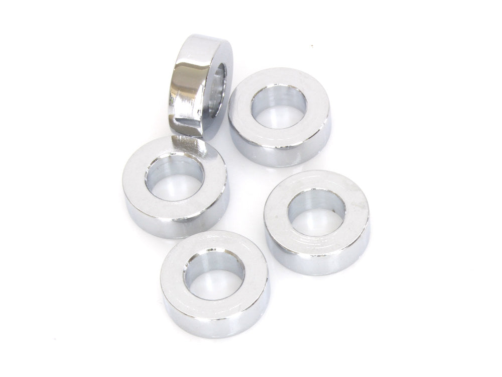 3/8in. ID x 1/4in. Wide Steel Spacers - Chrome. Pack 5. - Colony Machine