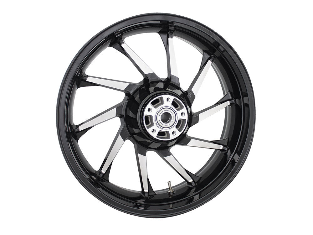 18in. x 5.50in. wide Hurricane 3D Wheel with Rear Hub - Black Cut. Fits Touring 2009up with ABS - Coastal Moto