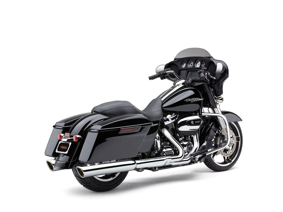4in. 909 Back Slash Slip-On Mufflers - Chrome. Fits Touring 2017up. - Cobra Exhaust