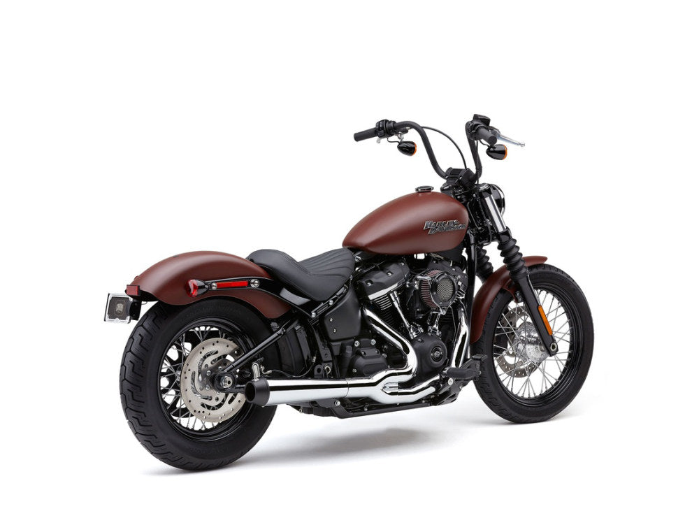 El Diablo 2-into-1 Exhaust - Chrome with Black End Cap. Fits Street Bob 2018-24 & Standard 2020-2024, Deluxe & Low Rider 2018-2020 & Softail Slim 2018-2021 - Cobra Exhaust