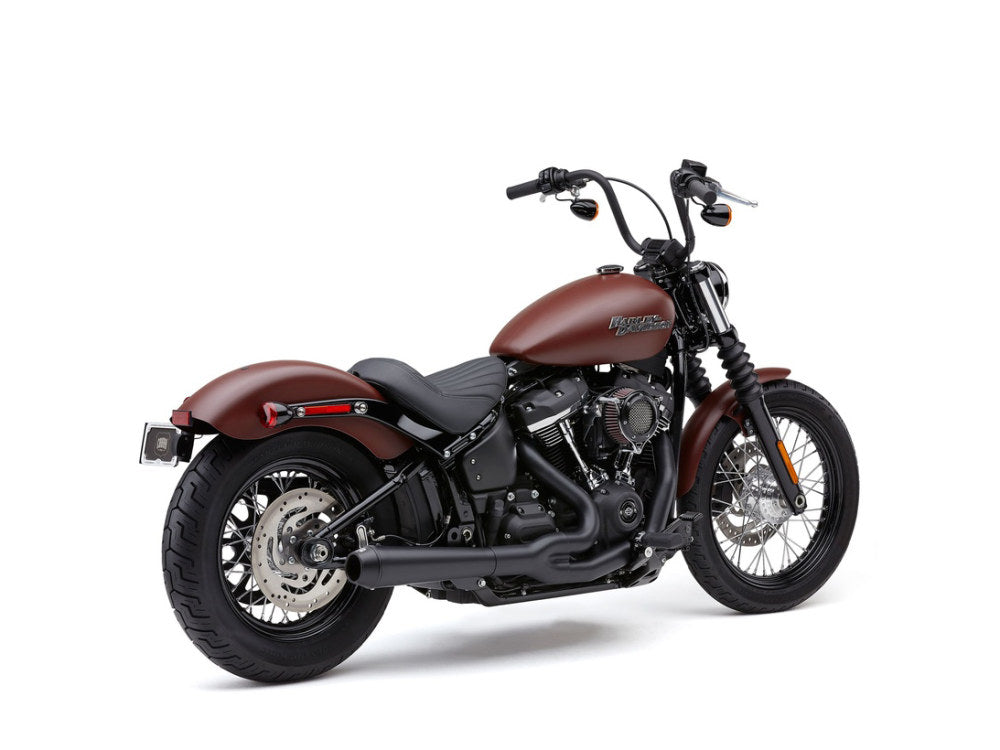 El Diablo 2-into-1 Exhaust - Black with Black End Cap. Fits Street Bob 2018-2024 & Standard 2020-2024, Deluxe & Low Rider 2018-2020 & Softail Slim 2018-2021 - Cobra Exhaust