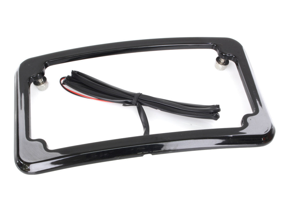 Curved Number Plate Frame with Number Plate Light Only - Black. - Cycle Visions