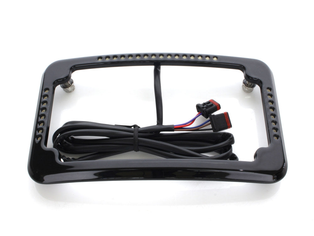 Curved Slick Signal Run, Turn, Brake & Number Plate Frame - Black. Fits Softail 2018up. - Cycle Visions