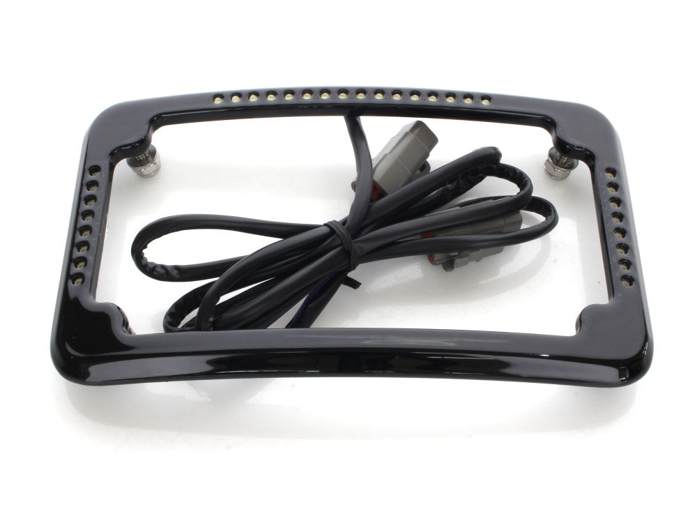 Curved Slick Signal Run, Turn, Brake & Number Plate Frame - Black. Fits Softail 2011-2017. - Cycle Visions