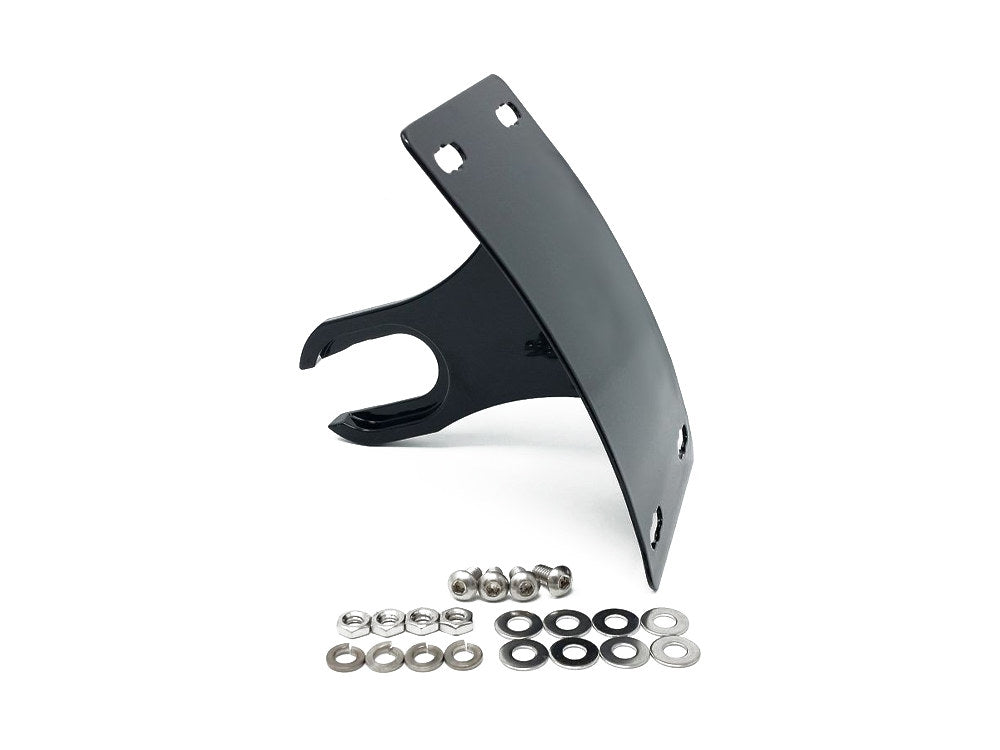 Curved Vertical Side Mount Number Plate Frame - Gloss Black. Fits Softail 2018up. - Custom DK Products