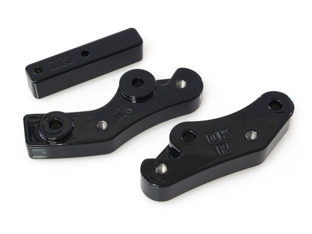 Front Floorboard Relocation Brackets - Black. Fits FL Softail 2018up. - Custom DK Products