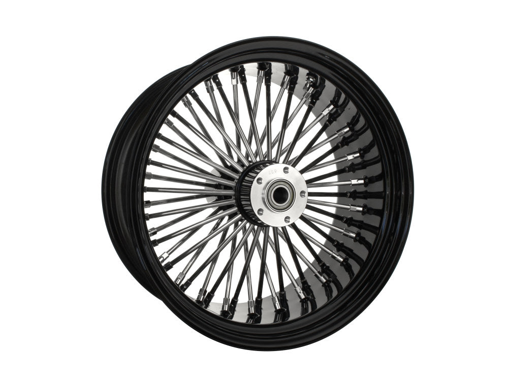 18in. x 8.5in. Mammoth Fat Spoke Rear Wheel - Gloss Black & Chrome. Fits Softail Breakout 2013-2017 & Rocker 2011. - DNA Specialty