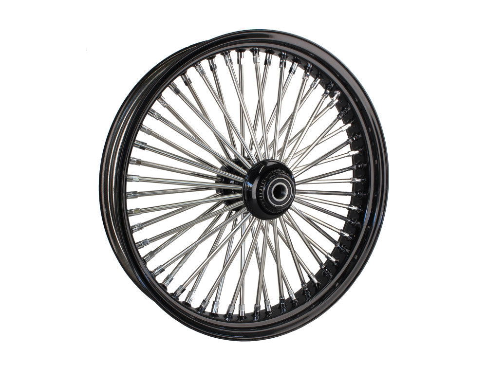 21in. x 3.5in. Mammoth Fat Spoke Front Wheel - Gloss Black & Chrome. Fits Softail Heritage 2011up, Deluxe 2011-2020, Slim 2012-2021 & Fatboy 2011-2017 - DNA Specialty