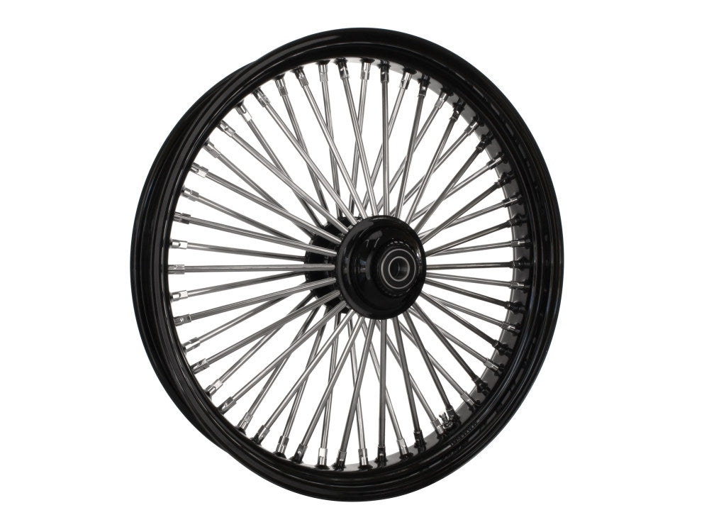 23in. x 3.5in. Mammoth Fat Spoke Front Wheel - Gloss Black & Chrome. Fits Softail Heritage 2011up, Deluxe 2011-2020, Slim 2012-2021 & Fatboy 2011-2017 - DNA Specialty